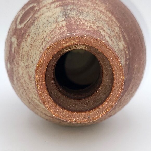 Signed Earthenware Studio Art Pottery Primitive Abstract Folk Art Bud Vase 7.5" - Picture 7 of 10